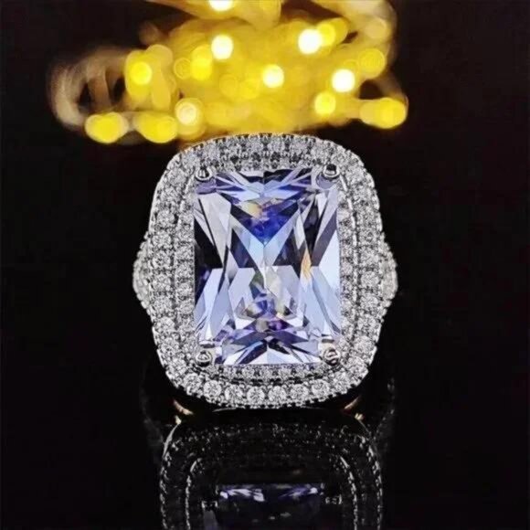 NEW PRINCESS DIAMOND ENGAGEMENT S925 SILVER RING, CUTE RING, SHINY RING. - Picture 2 of 7